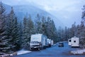 A cold spring morning at a campground in the rockies Royalty Free Stock Photo