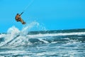 Recreational Water Sports Action. Kiteboarding Extreme Sport. Summer Fun. Hobby Royalty Free Stock Photo