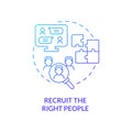 Recruit right people blue gradient concept icon