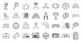 Recruiter agency icons set, outline style