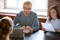 Recruiters listening to job applicant during office interview