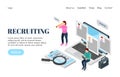 Recruiting agency isometric cartoon landing page