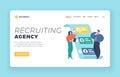 Recruiting agency landing page template. Human resources managers concept flat vector illustration