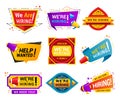 Recruiting agency stickers flat vector illustrations set