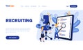 Recruiting agency work flat landing page template