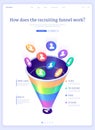 Recruiting funnel, hiring isometric landing page Royalty Free Stock Photo