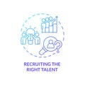 Recruiting right talent blue gradient concept icon