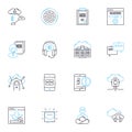 Recruiting services linear icons set. Talent, Hiring, Recruitment, Headhunting, Job, Employment, HR line vector and