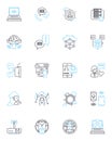 Recruiting services linear icons set. Talent, Hiring, Recruitment, Headhunting, Job, Employment, HR line vector and