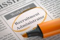 Recruitment Administrator Hiring Now. 3D. Royalty Free Stock Photo