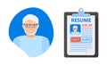 Recruitment ageism concept vector. HR agency age discrimination and cv of senior employee. Unfair employment problem with older