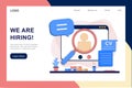 Recruitment agency landing page template. Online job interview, hiring employment process, choosing candidate, searching job conce Royalty Free Stock Photo