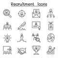 Recruitment, career & job icon set in thin line style Royalty Free Stock Photo