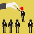 Recruitment concept. Businessman choosing worker who has idea. Royalty Free Stock Photo