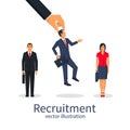 Recruitment concept. Businessman employer chose