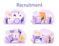 Recruitment concept set. Idea of employment and job interview.