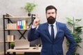 Recruitment department. Job interview. Welcome team member. Recruiter professional occupation. HR manager. Man bearded Royalty Free Stock Photo
