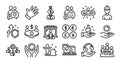 Recruitment, Friends chat and Meeting line icons set. Vector