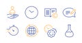 Recruitment, Globe and Timer icons set. Time, Time management and Copyright signs. Vector