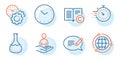 Recruitment, Globe and Timer icons set. Time, Time management and Copyright signs. Vector