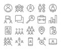 Recruitment icon. Recruiting New Staff line icons set. Editable stroke.