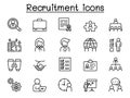 Recruitment icons set in thin line style