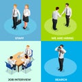 Recruitment Isometric People Set