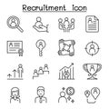 Recruitment & Job icon set in thin line style Royalty Free Stock Photo