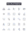 Recruitment line icons collection. Blissful, Lush, Peaceful, Serene, Calming, Bucolic, Tranquil vector and linear