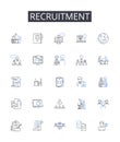 Recruitment line icons collection. Hiring process, Talent search, Staffing needs, Personnel selection, Employment hunt