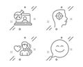 Recruitment, Man love and Online chemistry icons set. Smile chat sign. Vector