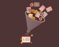 Recruitment metrics funnel to calculate time and cost spent until hiring vector