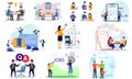 Recruitment and Negotiation: Diverse Vector Illustrations of Hiring, Contracts, and Corporate Interaction Royalty Free Stock Photo