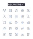 Recruitment line icons collection. Hiring process, Talent search, Staffing needs, Personnel selection, Employment hunt
