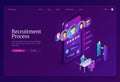 Recruitment process isometric landing page, banner