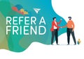 Recruitment. Refer a friend vector illustration. Handshake of business people. Deal,Agreement. Flat cartoon character graphic