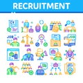 Recruitment And Research Employee Icons Set Vector