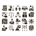 Recruitment And Research Employee Icons Set Vector