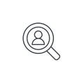 Recruitment, resume search, job, selecting staff thin line icon. Linear vector symbol