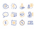 Recruitment, Third party and Travel compass icons set. Bitcoin think, Smile and Dollar exchange signs. Vector Royalty Free Stock Photo