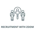 Recruitment with zoom vector line icon, linear concept, outline sign, symbol
