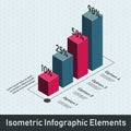 Rectange blocks growing chart with 4 step segments. Royalty Free Stock Photo