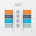 Rectangle and Arrow banner Orange , blue, gray color