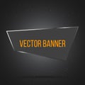 Rectangle asymmetrical vector banner white metal frame on a black background. Vector