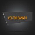 Rectangle asymmetrical vector banner white metal frame on a black background. Vector