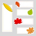 Rectangle, autumn labels with color leaves