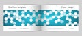 Rectangle brochure template layout, cover, annual report, magazine in A4 size with hexagon background. Vector