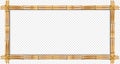 Rectangle brown bamboo border with rope and copy space isolated