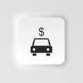 Rectangle button icon Car dollar. Button banner Rectangle badge interface for application illustration on neomorphic