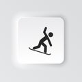 Rectangle button icon Snowboard. Button banner Rectangle badge interface for application illustration on neomorphic